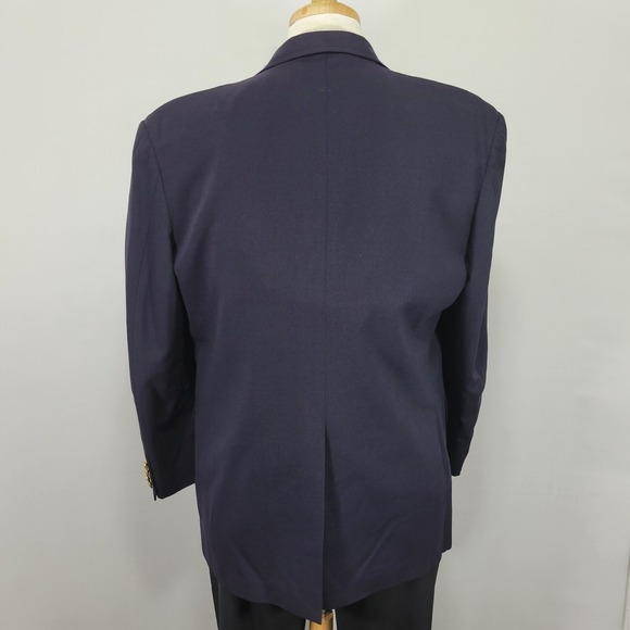 VTG Lands' End Men's Sport Coat Blazer Two Button Navy Blue‎ Wool Size 42R - Picture 8 of 12